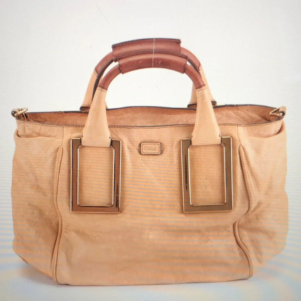 #0160 Chloe’ Mini Ethel Satchel in Tan Textured Leather and Attachable Strap - Picture 1 of 16